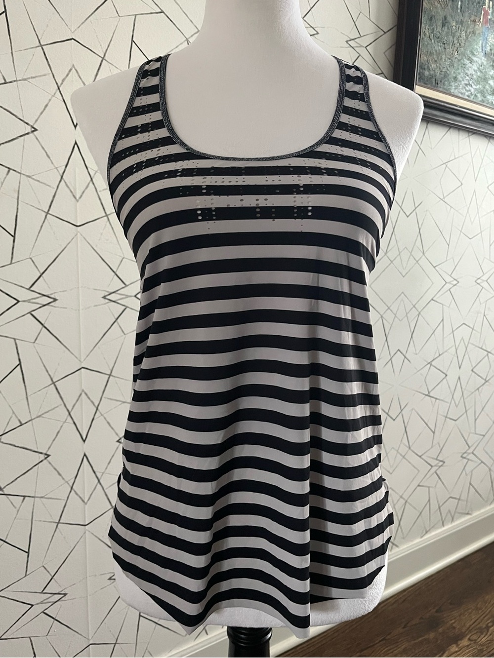 Lululemon Black and White Striped Racerback Tank